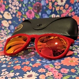 Ray Ban Erika Red Velvet Mirrored Sunglasses